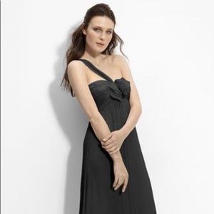 Amsale Ciffon Taupe Long Formal Bridesmaid Dress